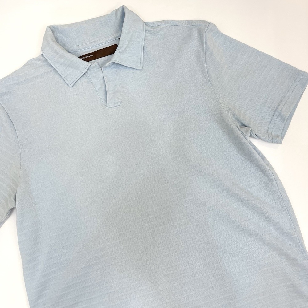 Perry Ellis Men's Light Blue Short Sleeve Ribbed Polo Small